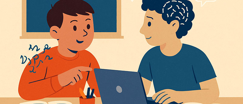 Travailler en binôme avec un élève DYS - Image générée par IA