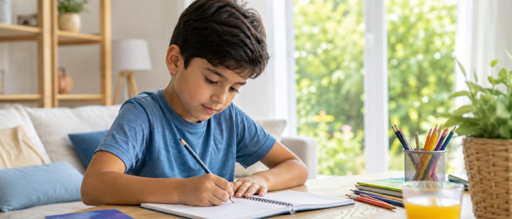 Enfant DYS faisant ses devoirs